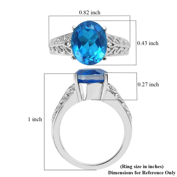 Caribbean Quartz Solitaire Ring in Stainless Steel 3.60 ctw - Picture 6 of 6